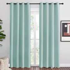 NICETOWN Aqua Blue Blackout Curtains 86" Long - 55" Wide by 86" Long, 2 Pieces 