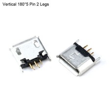 Female Connectors Micro USB Type B DIP 5P Socket Vertical 180 5-Pin 2 Legs