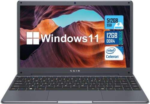 SGIN Laptop Notebook 14″ FHD Intel Celeron N4500 2.8GHz 12GB RAM 512GB ROM