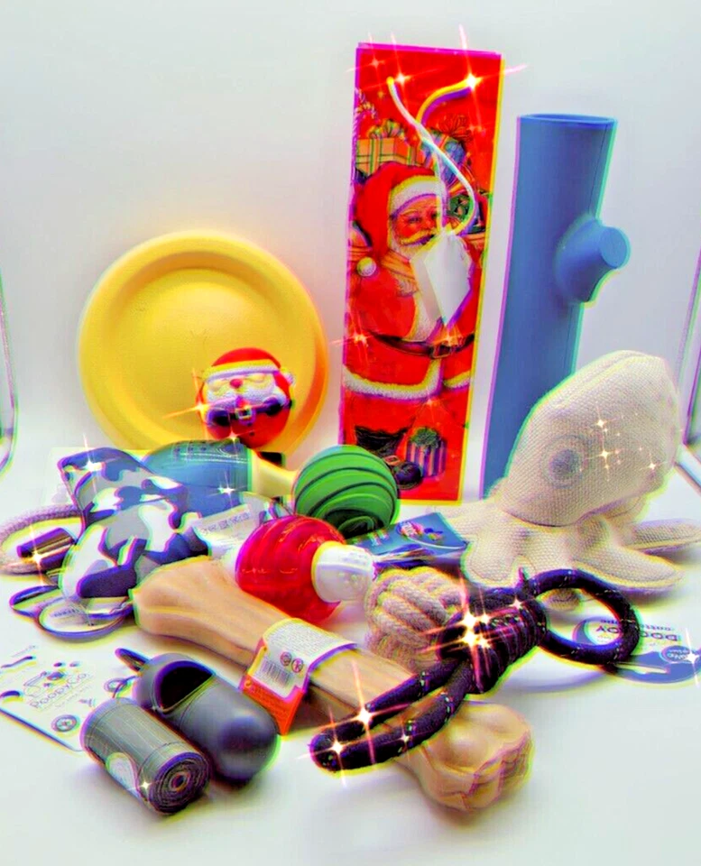 Hundespielzeug Set  10 Teile Weihnachten Spielzeugset+Kaussnack+Kotbeutelspender - Bild 2 von 4