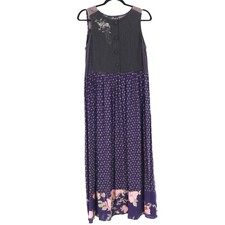 Carole Little Sleeveless Wool Dress Womens 6 Purple 80s Boho Mixed Media Vintage