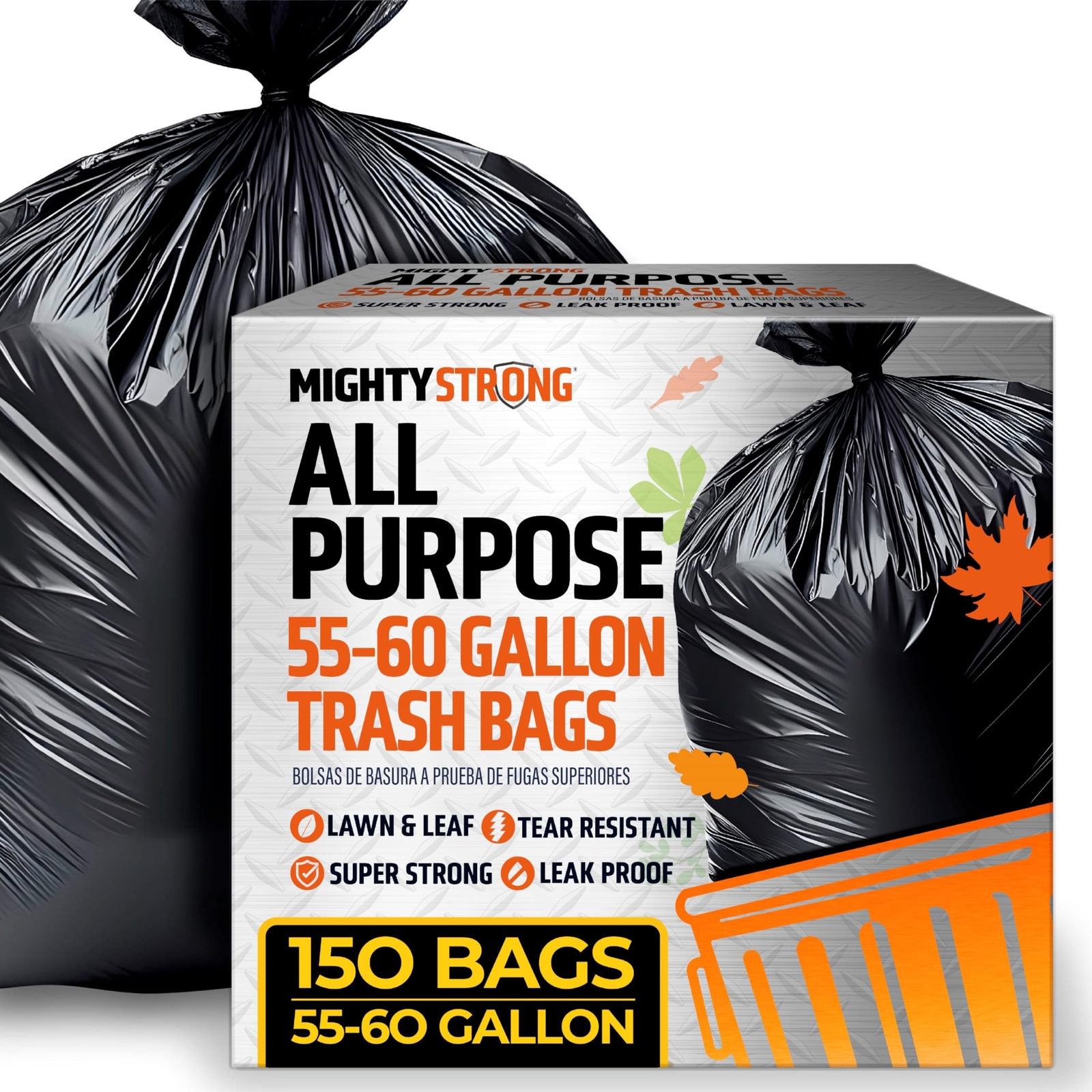 150 Pack 55 Gallon Trash Bags - Black Large Garbage Bags | Extra Large Trash ...