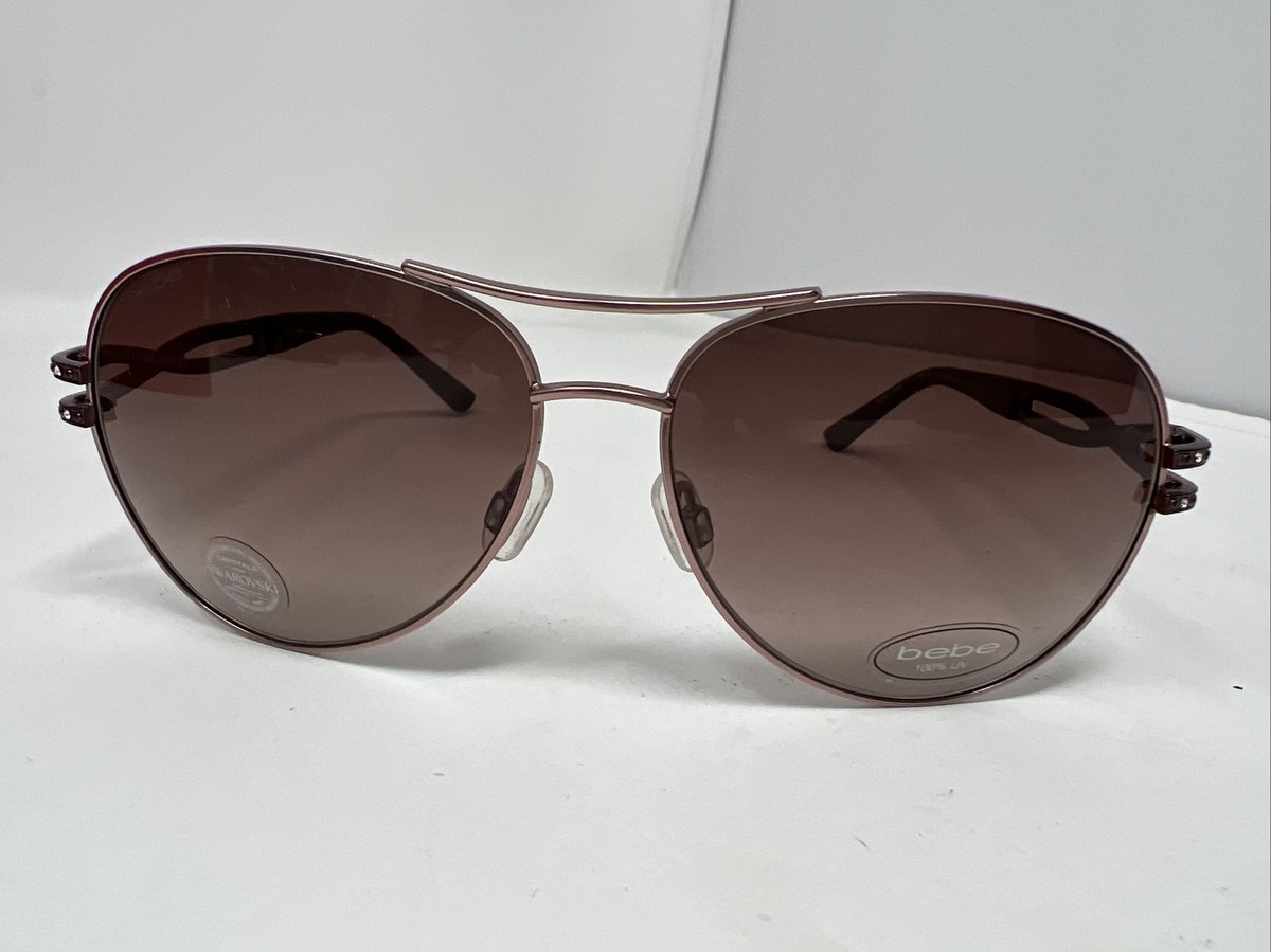 BEBE Rosegold Tone Sunglasses w/colored brow Detail Amazon.com: bebe Eyeglasses BB 5177 780 Rose Gold  main image 3