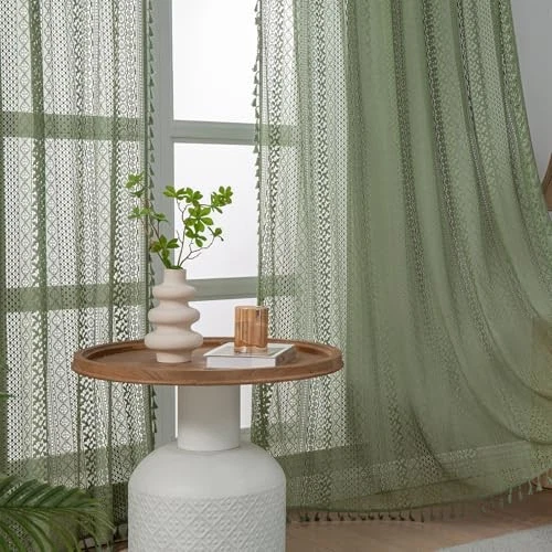 Renda de crochê de algodão verde sálvia 59"L x 84"L (pacote com 2) crochê 01-oliver verde - Imagem 4 de 4