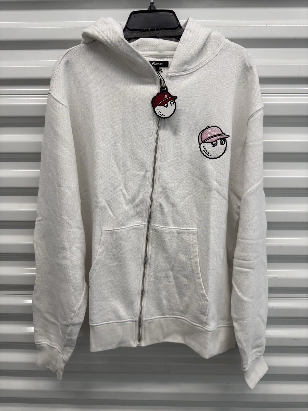 Malbon Golf x Evian French Terry Zip Up White Small