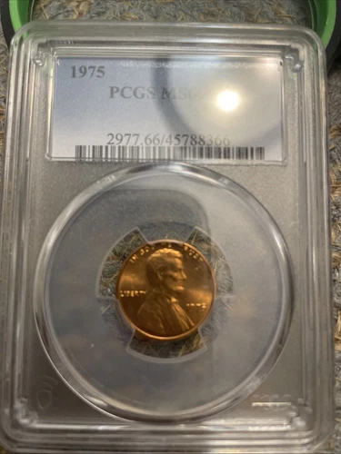 1975 PCGS MS66RD 1C Error Coin Not Centered Front To Back