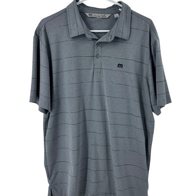 Travis Mathew Mens Grey Stripe Polo Shirt Large Short Sleeve Golf Athleisure