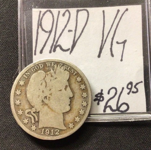 1912 D Barber Silver Half Dollar VG! ENN Coins