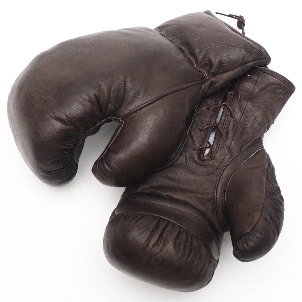 Retro Leder Boxhandschuhe 12 oz – Handgefertigt – Vintage Stil – Deko & Training - Bild 2 von 2
