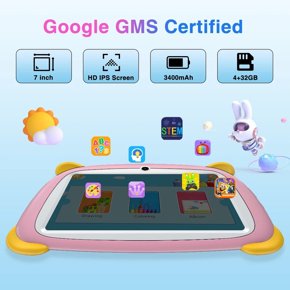 DOOGEE U7 7 inch Kids Tablet 4GB+32GB/ TF 1TB 3400mAh Toddlers Pad Apps for kids - Image 3 of 4