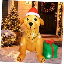 5 FT Christmas Inflatables Outdoor Decorations, Blow Up Golden Retriever - Dog
