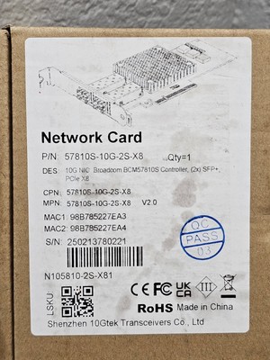 10Gb PCI-E NIC Network Card w Broadcom BCM57810S Chipset Dual SFP+ Port LAST ONE