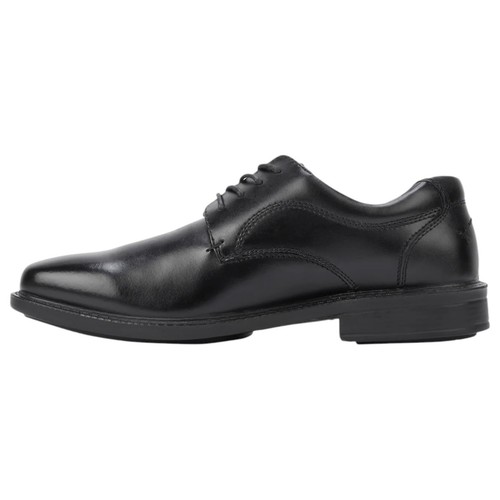 Mens Hush Puppies Heathcote Extra Wide Leather Work Black Lace Up Shoes - Picture 2 of 6