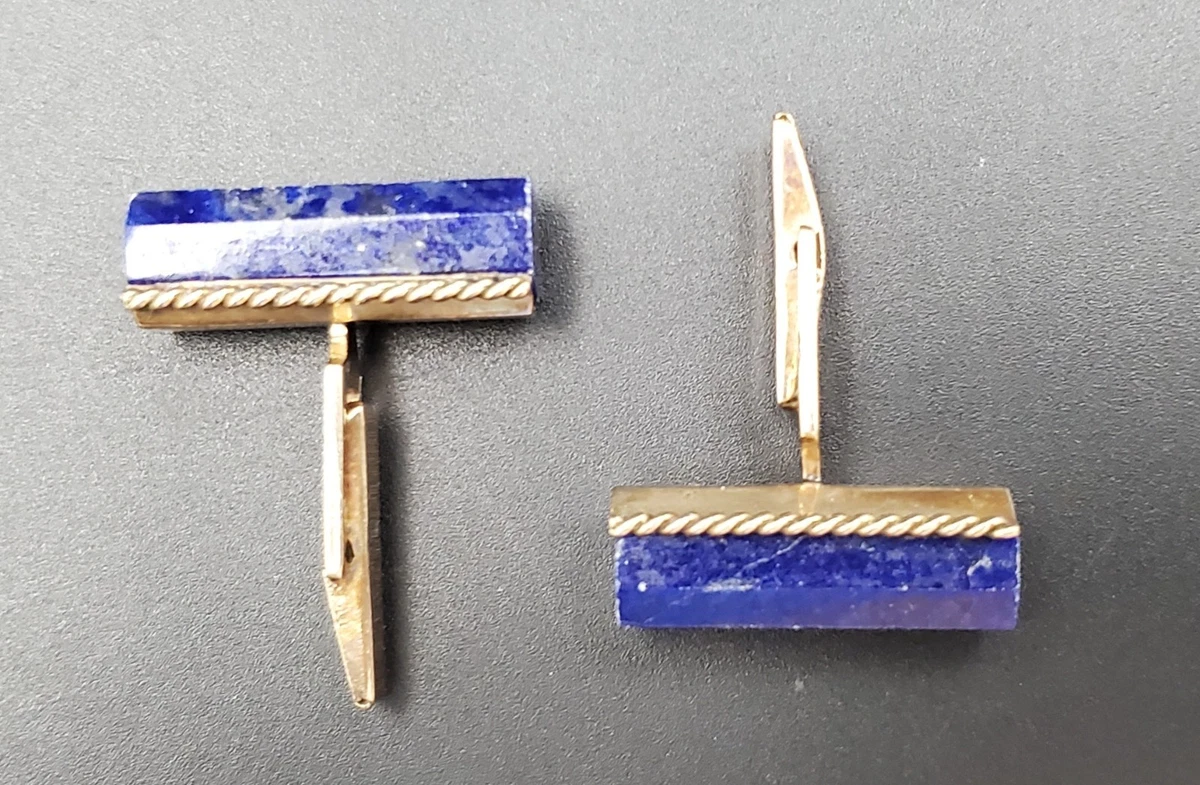 Lapis Lazuli 14k Yellow Gold Cufflinks for Men for sale | eBay