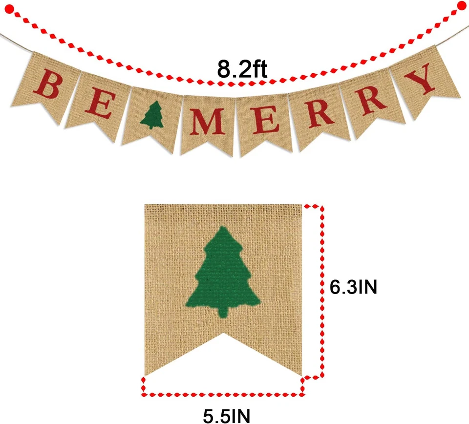 Guirnalda de árbol de Navidad Be Merry | Banderín de vacaciones | Burla natural interior/exterior Foto 3 de 4