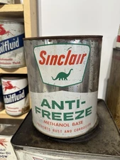 Original Sinclair Anti-Freeze 1 Gallon Oil Can Tin Dino Gas Station Vintage