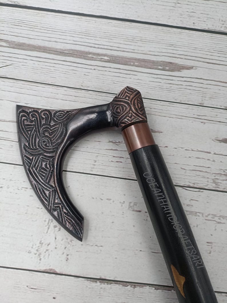 Desginer Solid Axe Head Handle Victorian Handmade… - image 6