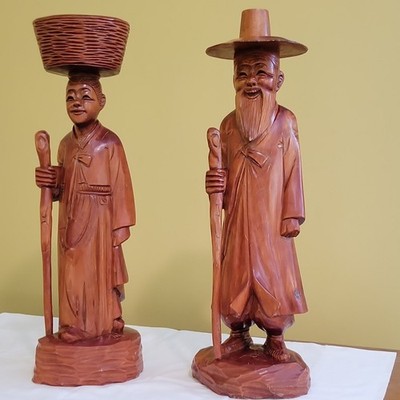 Korean Wood Carving.  Set of 2 