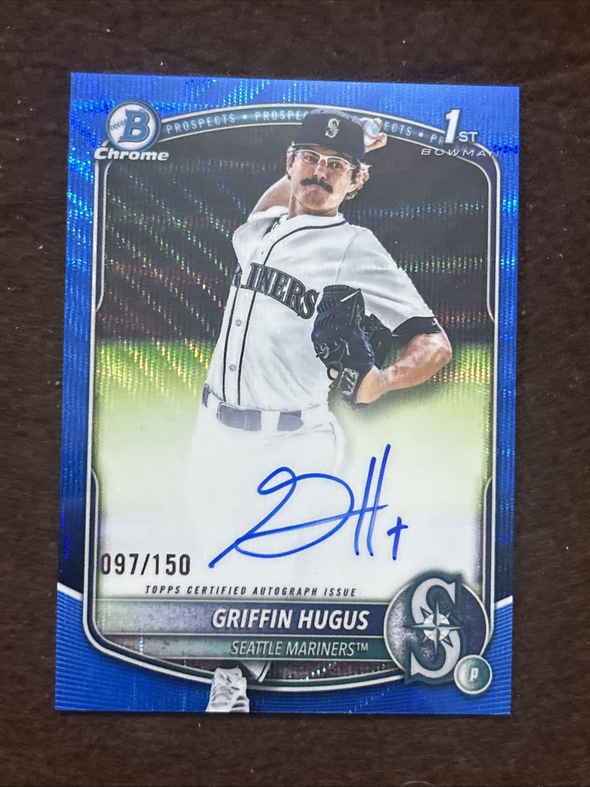 2025 Bowman Draft Griffin Hugus Chrome Auto Blue Wave Refractor 1st #/150
