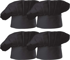 Chef Hat Set of 4 PCS Pack Adult Adjustable Elastic Baker Kitchen Cooking Chef C
