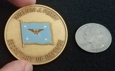 AUTHENTIC Secretary of Defense William Perry Clinton Appt SecDef Challenge Coin