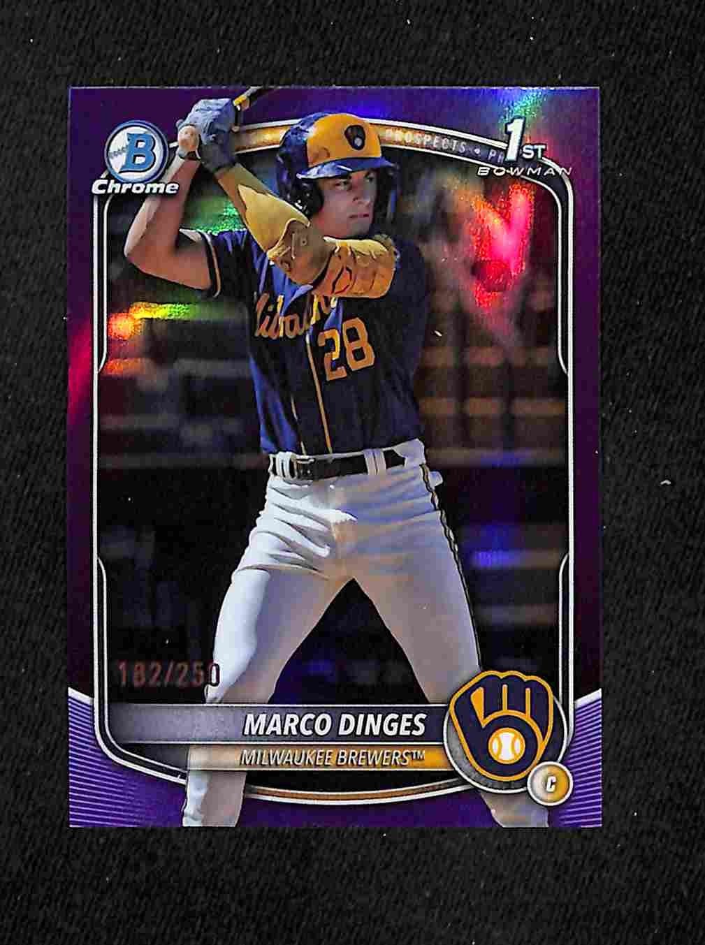 2025 Bowman Chrome - Marco Dinges /250 1st Purple Refractor #BCP-183 Brewers