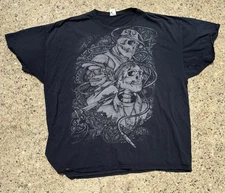 Compton Eazy E Tupac Biggie Smalls Black Skeleton Graphic T-Shirt Men's 2XL