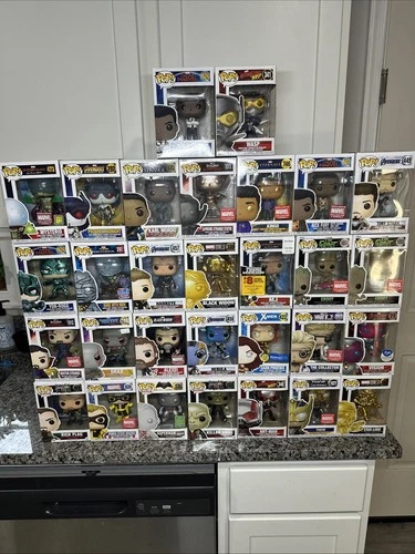 LOT OF 30 FUNKO POP! Marvel Super Hero Figures Groot Stark Wasp Star Lord & More