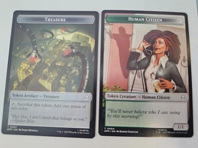 MTG - Treasure || Human Citizen Double Sided Token - Marvel: Spider-Man |  eBay
