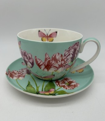 Maxwell & Williams Turquoise Floral Cup & Saucer Gabby Malta s Posey Coffee Tea