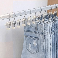 Stainless Steel Clothes Hanger Clip Closet Organizer Laundry Pants Socks Hooks