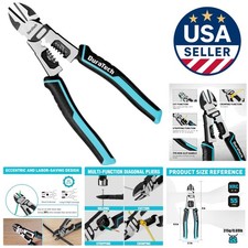 Durable 8-Inch Diagonal Cutting Pliers with Wire Stripper for Professionals