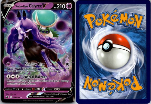 SHADOW RIDER CALYREX V 074/198 HOLO V RARE CHILLING REIGN POKEMON NM