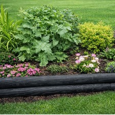 Wooden Horizontal Log Edging 2 Pack Garden Lawn Flower Bed Plant Border Black