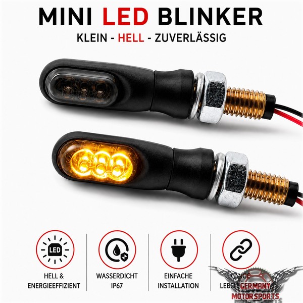 LED Mini Micro Blinker Schwarz Smoke GetöNt Motorrad Roller Quad ATV E-GeprüFt-image