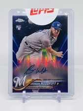 2018 TOPPS CHROME BRANDON WOODRUFF PURPLE REFRACTOR AUTO /250 ROOKIE SEALED