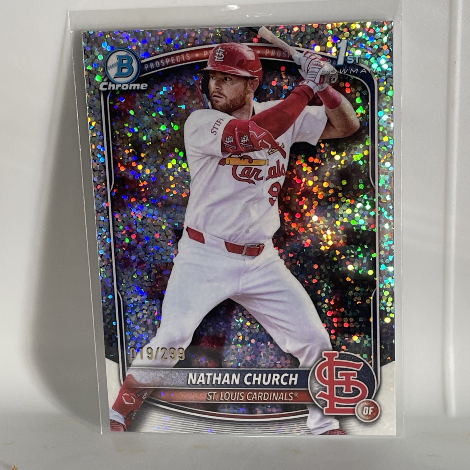 NATHAN CHURCH 2025 Bowman Chrome #BCP-192 1st Speckle Refractor /299 Cardinals