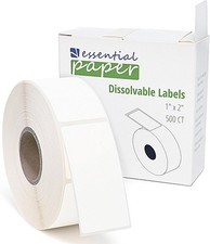 ESSENTIAL 500 Dissolvable Food Labels, 1 x 2 Inch 1 Roll -500 White