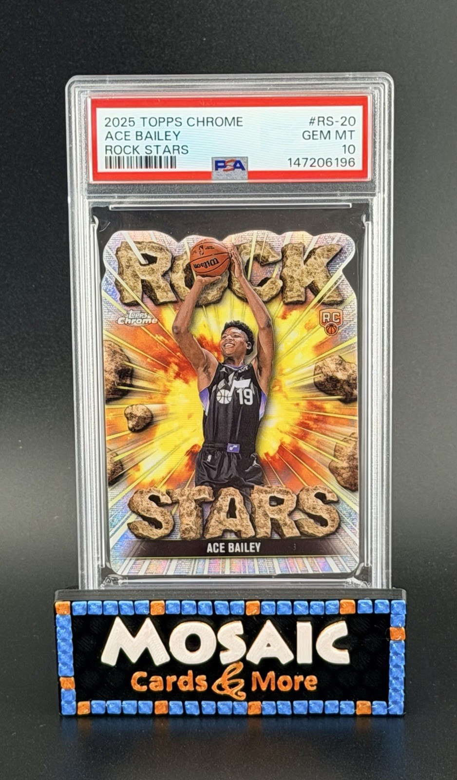 2025 Topps Chrome Ace Bailey Rock Stars RC Rookie SSP #RS-20 Jazz PSA 10 GEM MT
