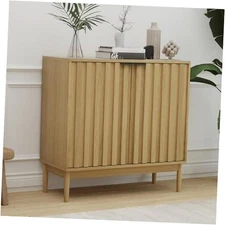 Fluted Cabinet with Storage, Buffet Cabinet Sideborad with 2 Doors Natural