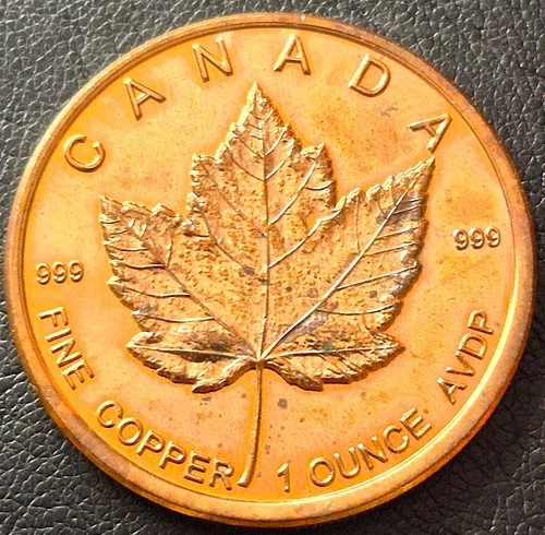 2025 1 Oz .999 FINE COPPER *CANADA MAPLE LEAF* COMMEMORATIVE ROUNDS