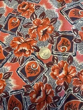 VTG FLOUR SUGAR FEED SACK OPENED BAG RED FLOWERS