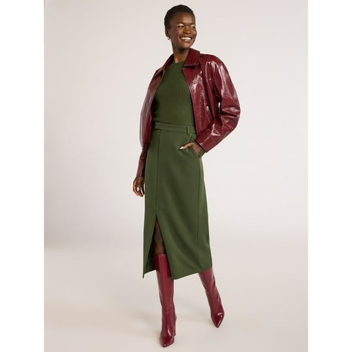 Scoop Women’s Crinkle Faux Patent Leather Cropped Bomber Jacket Size M --Z3-- - Picture 2 of 5