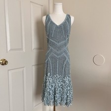 Luisa Spagnoli Light Blue Beaded Embellished Gown Womens Size M Designer Evening