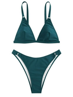 ZAFUL M Women's 2 Piece Floral Print Swimsuit Triangle String High Cut Bikini Se