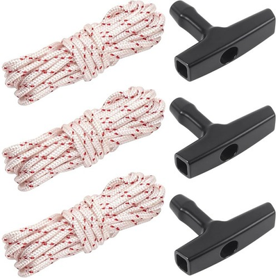 #ad 3 Pcs Starter Rope Pull Cord Rope with Handle 10 ft x 9 64” 3.5 mm Universal $8.57
