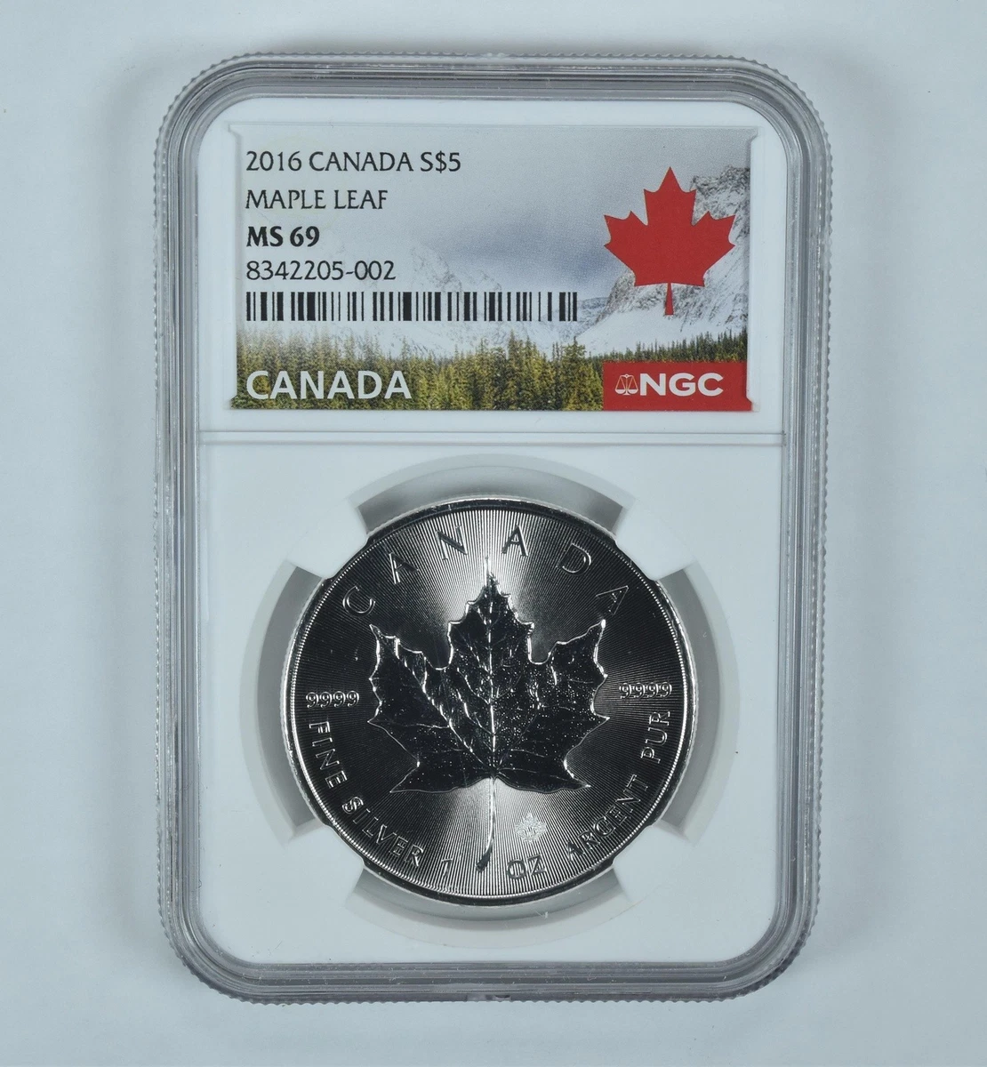 Canadian Maple Leaf MS 69 Graded 2016 Silver Bullion Coins for