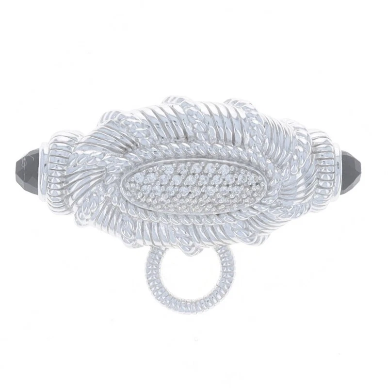 Judith Ripka Onyx Cubic Zirconia Brooch - Sterling Silver 925 Enhancer Pin - Image 2 of 4