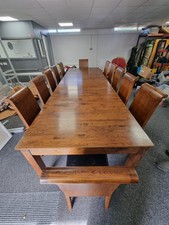 12 Seater Extenting Oak Dining Table 12 Chairs Collection Only