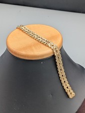 14k Yellow Gold Diamond Cut Double Heart Link 7" Bracelet  12.1g